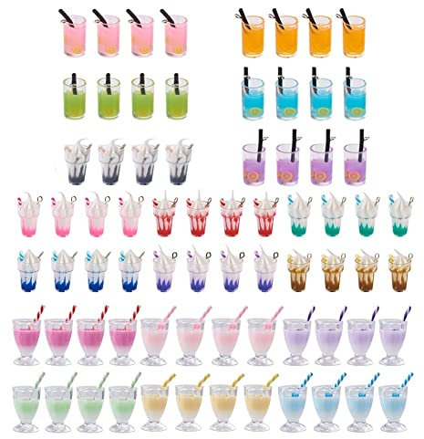 Cheriswelry 72pcs Milchtee Charms Miniatur Imitation Boba Frucht Tee Saft Saft Eis Bubble Tea Charms Anhänger für DIY Schmuck Ohrringherstellung