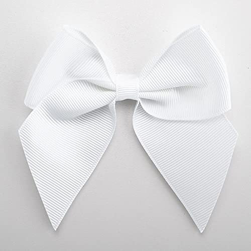 Italian Options Large Grosgrain Ribbon Bows Self Adhesive 6-Piece Pack, 10 cm Bow Width, White