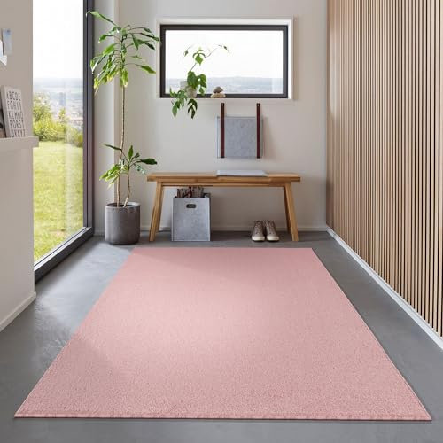 Carpetsale24 Teppich 120x170 cm Rosa, Kurzflor, Einfarbig, Modern, Rechteckig, Rutschhemmend, Pflegeleicht, Teppichboden für Wohnzimmer, Schlafzimmer, Essbereich