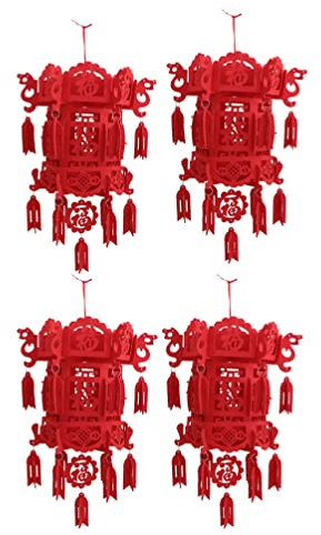 YARNOW Asiatischer Lampion Rot Chinesische Laterne Ornamente Dekorationen: 4Pcs Lunar New Year Frühling Festival Jahr von Hochzeit Non Woven Fu Anh?nger 44X28cm Weihnachten Dekoration