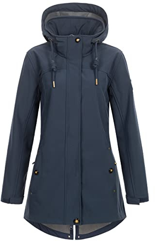 Ankerglut Damen Damen Softshellmantel Kurzmantel mit Kapuze Gefüttert Übergangsjacke #Ankerglutbrise Softshelljacke, Navy, 52 Große Größen EU