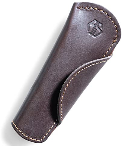 Angus Stoke Pfannengriff Schutz für Pfannen aus Leder - Handgefertigter Griffschutz für Gusspfannen und Bratpfannen – Hitzebeständiger Pfannengriffhalter Küche und Camping Pam (Braun)