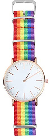 POPETPOP Unisex-Uhr Schwule Quarzuhr Homosexuell Modeuhr Uhr Im Regenbogendesign Gay-Pride-Uhr Homosexuell Band Beobachten Regenbogenbanduhr Schwule Banduhr Armbanduhr Handgelenk Damen