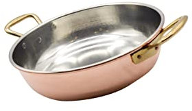 CREARTISTIC – 16 x 5,5 cm – 0,8 l – mit 2 x 4 cm Messinggriffen – ideal zum Servieren bei Tisch – kleine bis große Pfanne – 100 % Made in Italy – handgefertigt