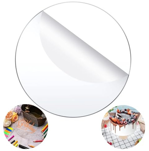 QEEYON Round Clear Acrylic Sheet, 12 Inch Disc Circle Plastic Sheet, 0.118 1/8 Inch Thick Transparent Board Panel for Picture Frames, Palettes, DIY Crafts Display, Cake Stands, Coasters