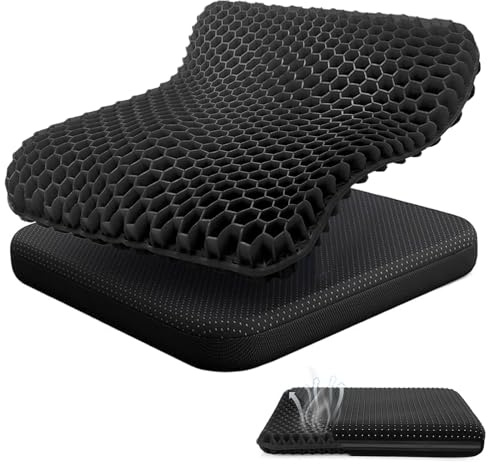 Audasi Gel Sitzkissen, Gelsitzkissen Gel sitzkissen Orthopädisch Ergonomische Wabenstruktur Doppelschicht Verdickung Atmungsaktives Stuhlkissen Gelkissen für Bürostuhl Küchenstuhl Rollstuhl Auto