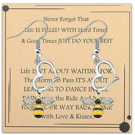 Bienenliebhaber-Geschenk, Hummel-Ohrringe, Bienen-Honigbienen-Schmuck, inspirierendes Geschenk für Tochter, Enkelin, Glücksgeschenk, little, Edelstahl