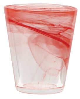 Ferramenta Bicchieri Kosmo Acqua in vetro Lavorato a mano colorato - Conf. da 6 Bicchieri - cl 28 (Rosso)