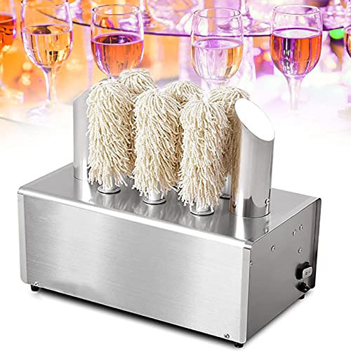 Commercial Electric Wine Glass Polisher Winery Wine Glass Polishing Machine with 8 Polishing Cloth and Hot Air Drying System, Glassware Polishing Machine for bars and cafes, 660 cups/hour 8-Brush