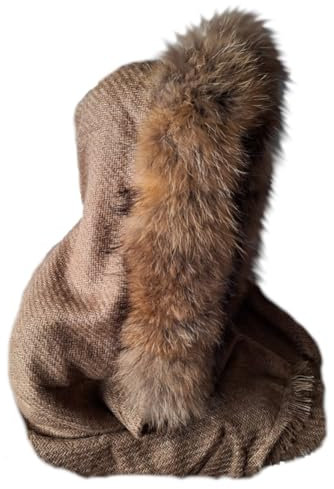 MERRYLAND Stola Echtfell Kapuzenschal Fellstreifen Schal Kapuzenstreifen Kapuze Fur Hoodie Schalmütze Echt Fell