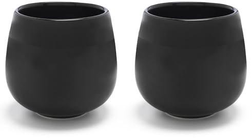 Bredemeijer 2-TLG. Schwarze Porzellan Teebecher - Teetassen mit 150 ml Fassungsvermögen