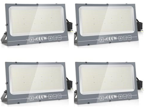 loyal LED Strahler Außen Fluter Aussen: 600W Superhell Scheinwerfer 3000K Warmweiß 60000LM - IP66 Wasserdicht Verstellbar mit Bügel für Garten, Garage, Sportplatz