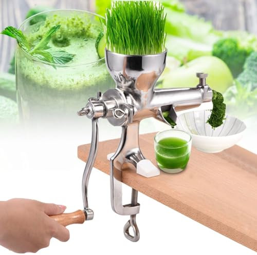 Manual Wheatgrass Juicer, Stainless Steel Hand Crank Hand Wheat Grass Juicer, Manual Juice Extractor, Home Health Juice Extractor Tool for Soft Fruit Vegetable Leafy Orange