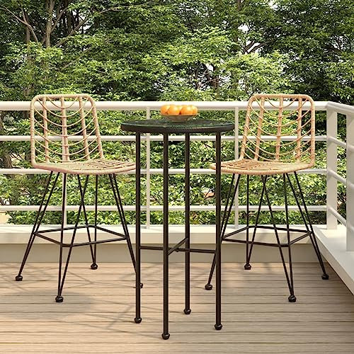 ZEYUAN Barhocker 2 STK Barhocker Outdoor Wetterfest, Barstühle, Gartenstuhl, Balkonstuhl, 45x56x103,5 cm PE-Rattan und Stahl