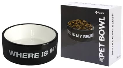 Fisura – Bebedero Original 'Where is My Beer?' para Perro. Cerámica Negro, 750 ml para Perros Medianos y Grandes. Cuenco 16 x 16 x 6 cm