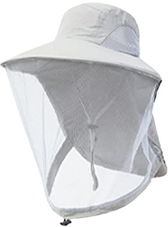 SRZYMJ Sonnenhut mit Moskitonetz für Outdoor Gesichtsschutz Hut, Ideal für Garten & Wandern, Unisex Grau