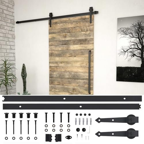 LAPOOH Kit de Fixation pour Porte coulissante 200 cm Acier Noir,Abris De Jardin,Abri De Stockage pour Jardin,Abri D'Outils De Jardin