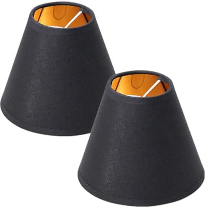 Moderne kleine Lampenschirme 2er-Set für Kerzenlampen Lampenschirm Clip On Glockenlampenschirme, die an der Glühbirne Befestigt werden für Hängelampe Tischlampe (Schwarz)