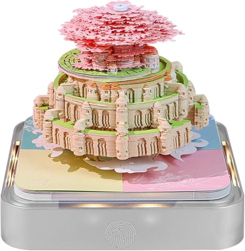 Starnearby 3D-Notizblock, 3D Kalender Abreißen 2025, 2025 Tischkalender-Notizblock mit Licht, Kreative Magic Castle Haftnotizen, Papierskulptur Desktop Ornament (Schloss im Himmel mit Licht)