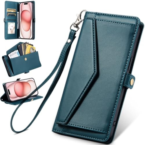 BaiFu Wallet Case for iPhone 13 Pro MAX, Wallet pocket with Wrist Strap, PU Leather Wallet Case with iPhone 13 Pro MAX-02