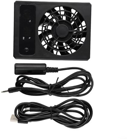 Zilimontt Ventilateur pour enclos de reptiles, déshumidificateur de vivarium, ventilateur de ventilation alimenté par USB, pour terrarium de forêt tropicale, avec affichage LED (Celsius)