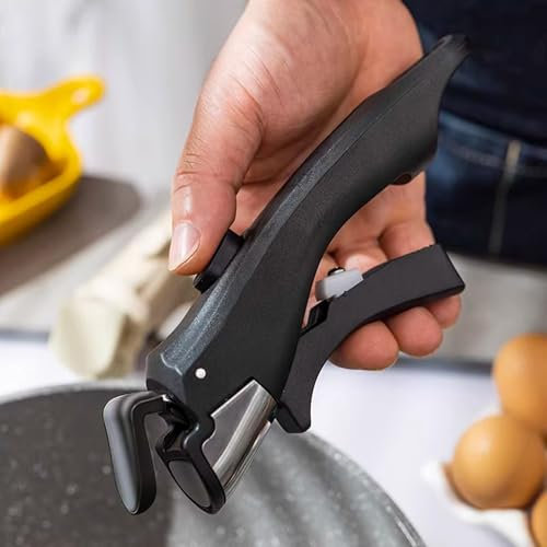 VEAREAR Abnehmbarer Griff für Töpfe und Pfannen, 1 Packung, universeller abnehmbarer Griff, Kochgeschirr-Ersatz für alle Kochgeschirr, schwarz