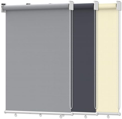 Tenda a Rullo Opaco, Oscurante, Tenda Avvolgibile Termica, Tendine per Finestre e Porte, Protezione Solare, Blackout, Tende Moderne per Interni, Klemmfix senza Fori, Grigio, 140x240cm
