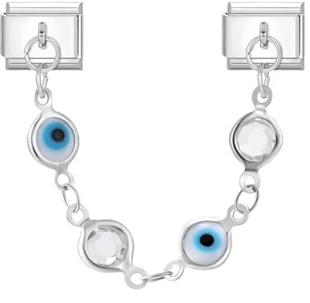 Heflashor Italian Charm Bracelet Modul mit Anhänger 9mm Edelstahl Nomination Armband Glieder Italienisches Charms Zubehör DIY Schmuck Accessoires Silber Mode Dangle Mädchen Geschenk (Augen Diament)