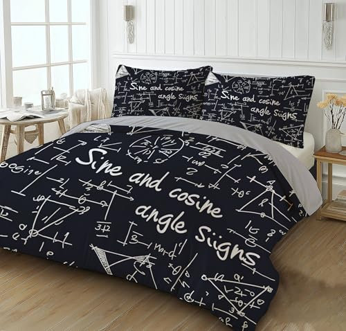 CEDNXOER Gleichungen Bettwäsche 135x200cm mit 1 Kissenbezug 80x80 cm, Mathematik-Enthusiast Wendebettwäsche Bettbezug,Bettwäsche-Sets mit Reißverschluss 2 Teilig
