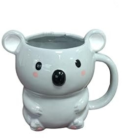 Simpatica tazza in ceramica a forma di koala, 350 ml, tazza da caffè a forma di animale per tè, bevande calde e regali