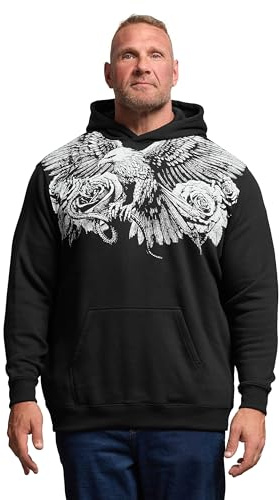 BadRhino Big & Tall Eagle Graphic Print Hoodie - Men's - Plus Size Curve Black