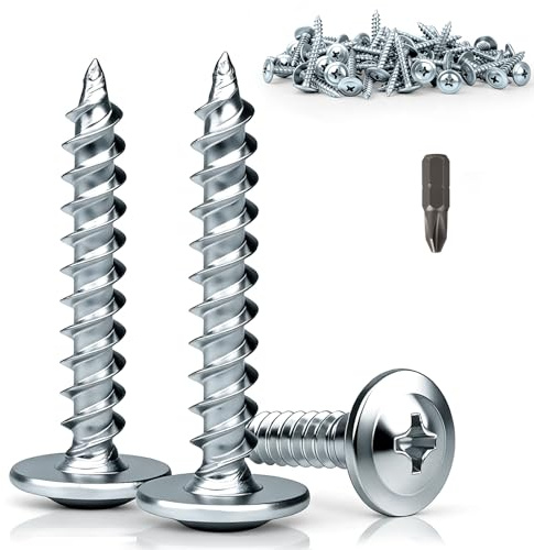 qjuwhua 150 Pcs Phillips Wafer Head Self Tapping Wood Screws M4.2x32mm Pan Head Screws Galvanised Round Dome Modified Truss Head Self Drilling Screw for Wood Aluminum Plastic Metal Pasterboard Silver