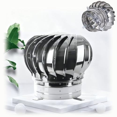 Comignolo Girevole in Acciaio Inox, Cappello eolico per camini, Tappo Ventilatore Rotante, 110 150 160 200 250 300 350mm Sfiato Resistente all'Acqua Piovana(150mm/5.9in)
