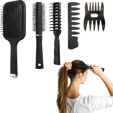 5 pcs Cepillo para el Cabello de Hombre para Estilismo Cepillo Pelo Rizado Redondo Peine Hombre Peine Antitirones Para Estilismo Cuidado y Desenredado