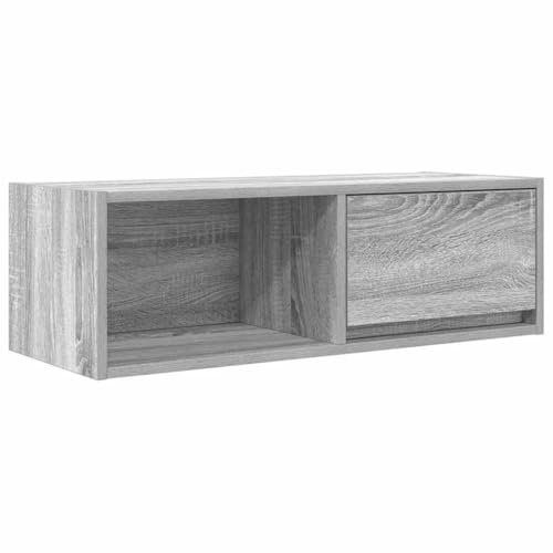 VIHHQGC TV Cabinet Grey Sonoma 80x31x25.5 cm Engineered Wood Wall-Mounted TV Bench with Ample Storage for Magazines, DVDs, and Multimedia Devices