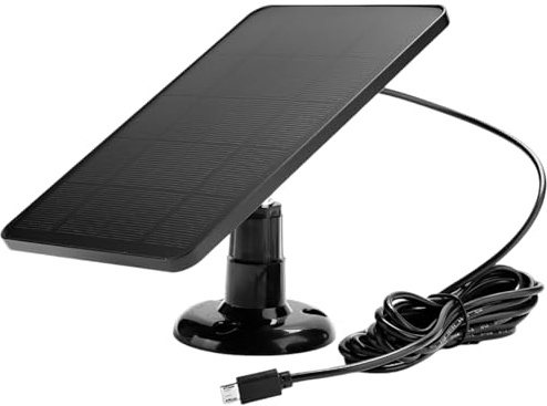 4W 5V Solar Panel Charger, Monocrystalline Silicon, Waterproof, Flexible Adjustable Mount, Compatible for Eufy, for Ring, for Blink, for REOLINK Security Camera & Doorbell