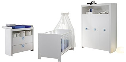 trendteam Babyzimmer 3-teiliges Komplett Set Olivia in Weiß mit viel Stauraum und pflegeleichten Oberflächen