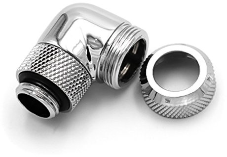 BARROW Multi-Link Adapter Anschluss 90 Grad G1/4 Zoll AG Auf 12 mm AD Hardtube - Drehbar, Silber