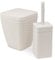 Addis Faux Rattan Square Bathroom Set Includes Swing Bin & Toilet Set Brush, Calico Linen - Faux Leather Plastic