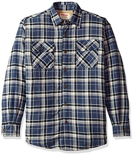Wrangler Authentics Men's long Button Down Shirt, Mood Indigo, XXL UK