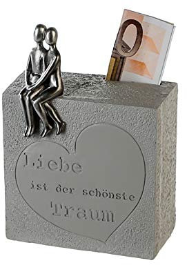 Casablanca - Spardose/Sparbüchse - Liebestraum- grau - Polyresin- Steinoptik - (BxHxT) 10x14,5x6cm