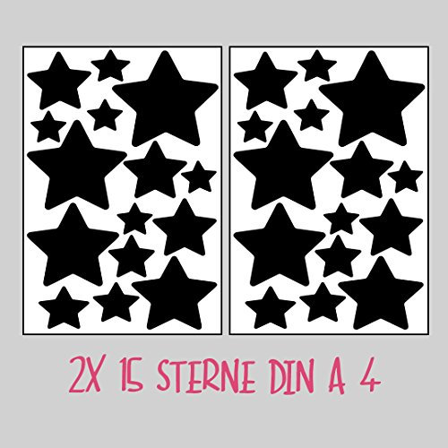 Sterne Sticker Set Kinderzimmer Wandsticker 30er Sterne Set Sticker Wandaufkleber Modern Stern Star Set Kindergarten Babyzimmer (Grün)