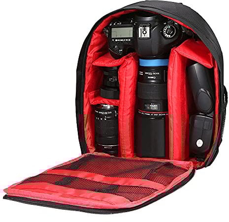 Docooler Kamerarucksack, wasserdichte Atmungsaktive Kamera Rucksäcke DSLR Digitalkamera Digital Rucksack für Canon Nikon Sony SLR Spiegelreflexkamera(Rot)