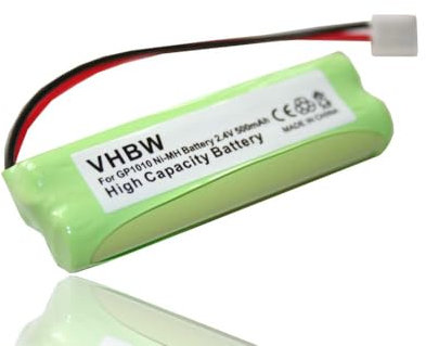 vhbw 1 x Battery Compatible with Binatone Fusion 2815, Fusion 2925, iDect M3i, iDect M5i, Zest Landline Phone (500 mAh, 2.4 V, NiMH) - Replacement for GP1010, GPHC05RN01, VTHC04RN00