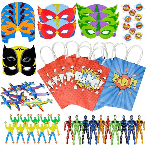 THE TWIDDLERS 10 Superhelden Partytüten Gefüllt mit Spielzeug für Jungen & Mädchen - Kindergeburtstag, Gastgeschenke, Mitgebsel