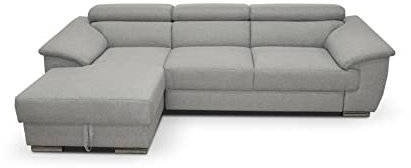 DOMO. collection Sofa David, Ecksofa mit Rückenfunktion, Eckcouch mit Schlaffunktion und Bettkasten (Staufach), Funtkionssofa mit Federkern 272 x 166 x 78 cm (BxTxH) in grau