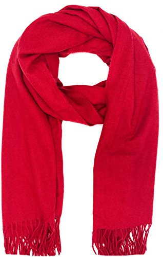frFASHION YOU WANT Schal Damen Warm Herbst unifarben Baumwolle mit quasten/ansen, Farben Einfarbig & Kariert Pashmina xl Schals Stola MEHRWEG (rot)