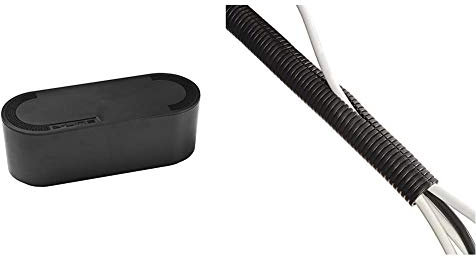 D-Line Cable Tidy Box, Hide and Conceal Extension Blocks and Electrical Cables - Small, Black & Cable Tidy Tube | Cable Management Sleeve – Black