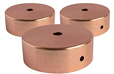 AMARCORDS - 3 Baldachin rosetten aus Metall, Farbe KUPFER, Lampengehäuse komplett mit Kabelklemmenzubehör, Schrauben und Deckenhalterung. Durchmesser 77 mm, Höhe 26 mm