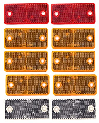 DOJA Barcelona | Trailer Reflectors Set | Universal Vehicle Reflectors Kit | 10 High Visibility Rectangular Mixed Rear for Trailer, Car, Motorcycle, Caravan, Bicycle for Rear Vehicle Safety